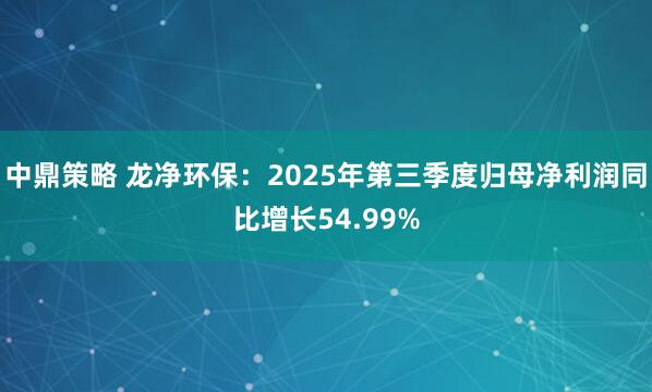 中鼎策略 龙净环保：2025年第三季度归母净利润同比增长54.99%