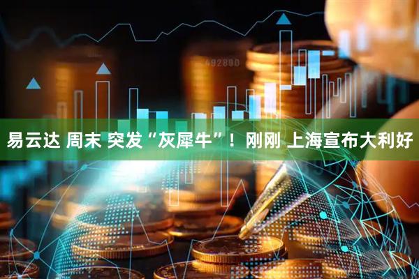 易云达 周末 突发“灰犀牛”！刚刚 上海宣布大利好