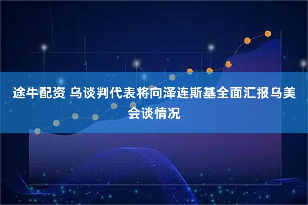 途牛配资 乌谈判代表将向泽连斯基全面汇报乌美会谈情况